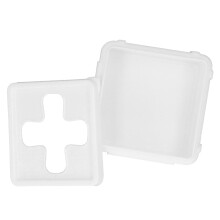 Kleine quadratische Aufbewahrungsbox mit Kreuzöffnung, Desktop-Organizer, Weiß, 41g