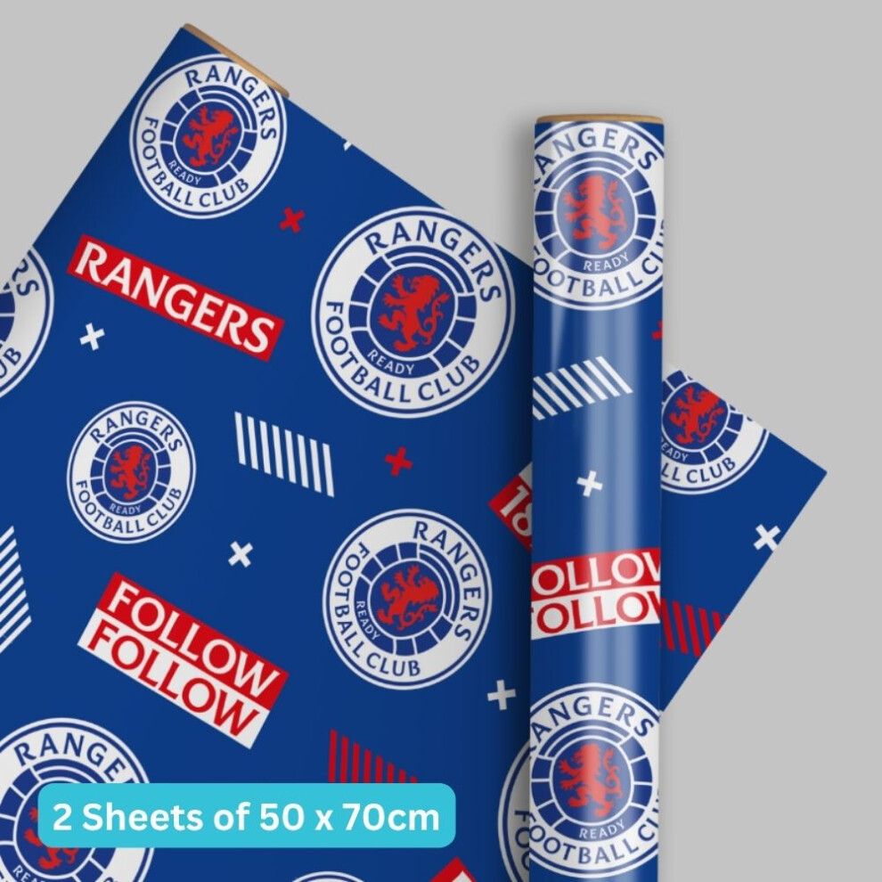Glasgow Rangers Fc 2 Sheets & 2 Tags Gift Wrap