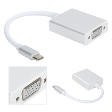 TypeC to VGA Adapter Silver Durable Small Male to Female Converter for Mac OS X