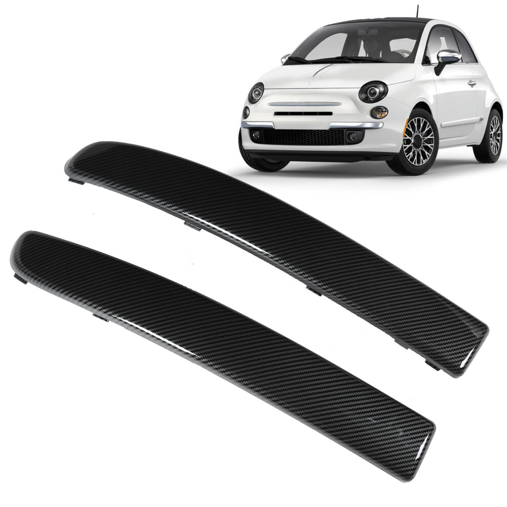 Front Bumper Trim For Fiat 500 2007Â2015 Carbon Fiber Style Replacement 4661358756788