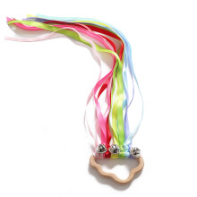 Wooden Rainbow Ribbon Rattle Hand Kite Toys Baby Develop-7#
