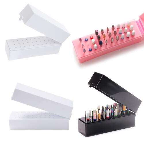 30/48 Holes Nail Drill Bits Storage Box-30 holes black 1