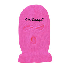 3 Hole Mask Balaclava Knit Spook Face Mask Hat Neck-rose Red