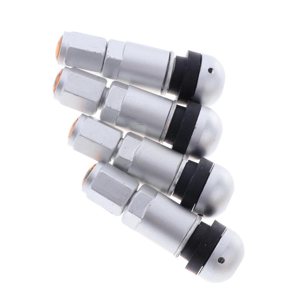 (Moonlight silverBlack) Pack of 4 Car Tubeless Wheel Dust Caps Reliable Tire Valve Stems Air-image-OPC-PMSJBVR-NEW