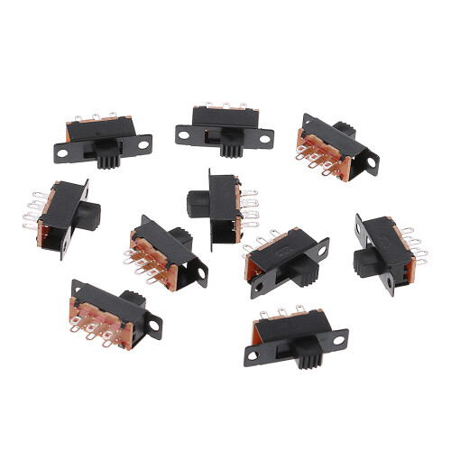 10Pcs SS22F32 6 Pins 2 Positions DPDT On/On Mini Slide Switch