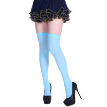 Fashion Solid Color Long Socks Women Thigh-light blue stockings