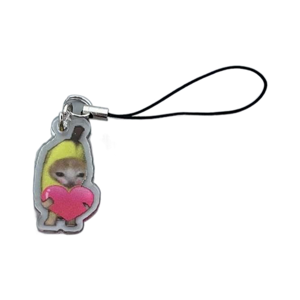 Cartoon Animal Charm Keychain Unique-Love Banana Cat 3.5C 7754000296064