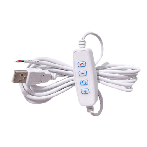 DC5V LED Dimmer Extension Cord USB Port Power Supply-White