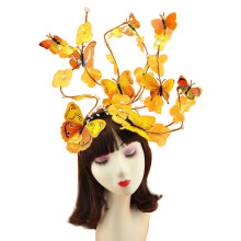 Butterflies Fascinator Hat Monarchs Butterflies Headband-Yellow
