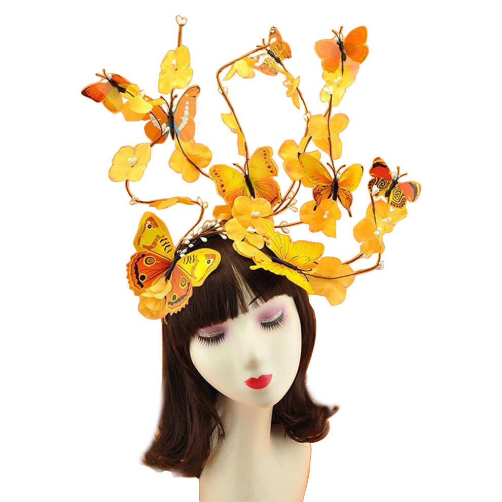 Butterflies Fascinator Hat Monarchs Butterflies Headband-Yellow