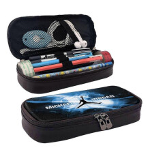 25-26 h9 Michael Jordan Pencil Case Durable Leather Pen Holder with Zipper & Compartments y9