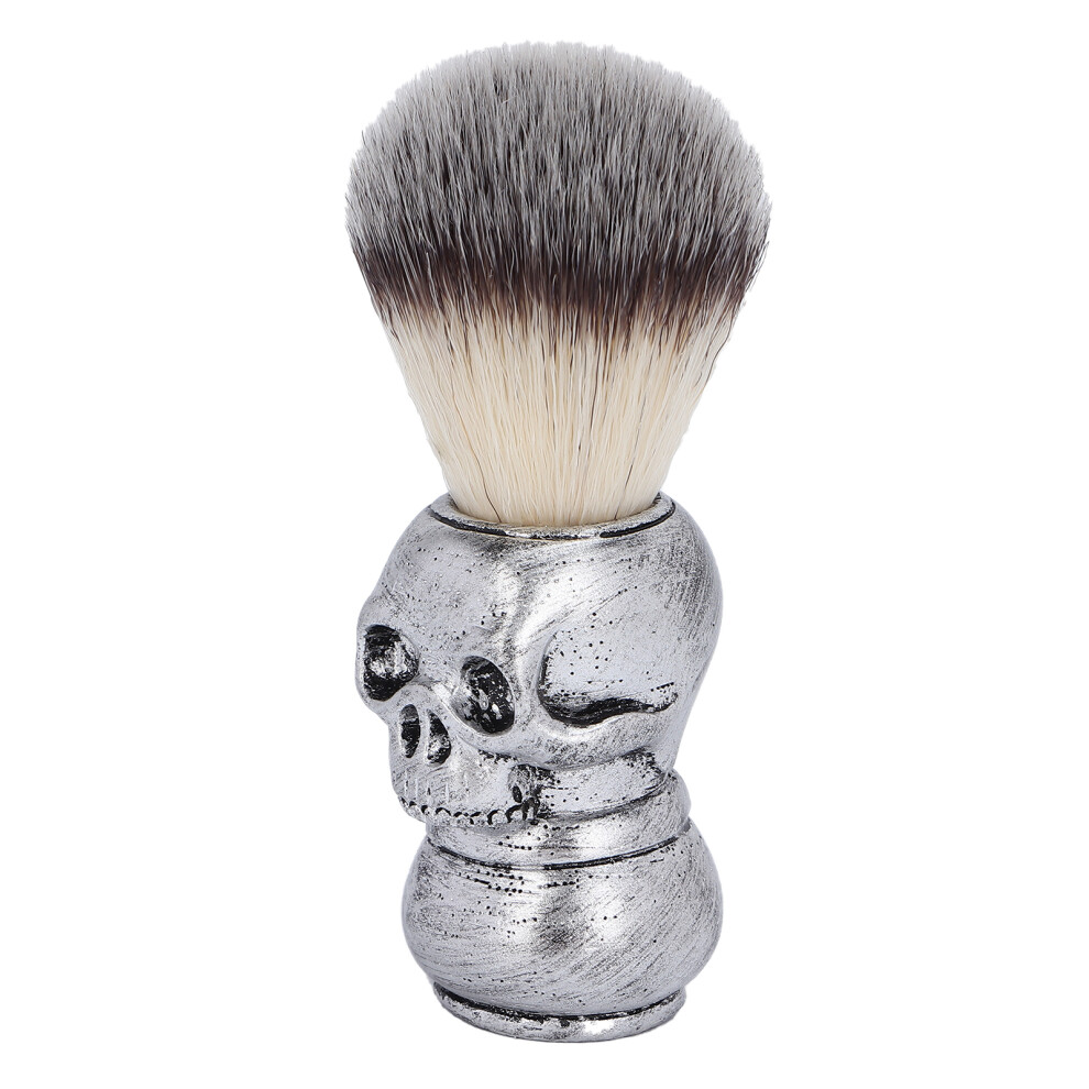 Men's Shaving Brush Skeleton Handle Nylon Wool Resin Grooming Tool Silver