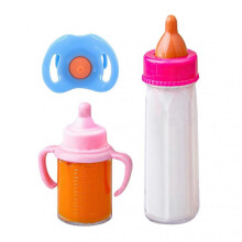 Magic Doll Bottles 3-Piece Safe Milk Bottles Set Pacifier Included Disappearing Milk And Juice Bottles Doll Feeding Toy