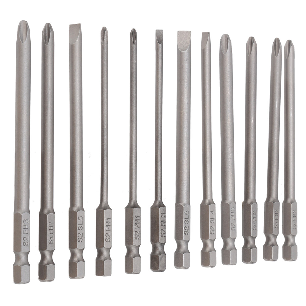 12Pcs Alloy Steel S2 Screwdriver Bit Set 100Mm Hardware Tools 4901358767088