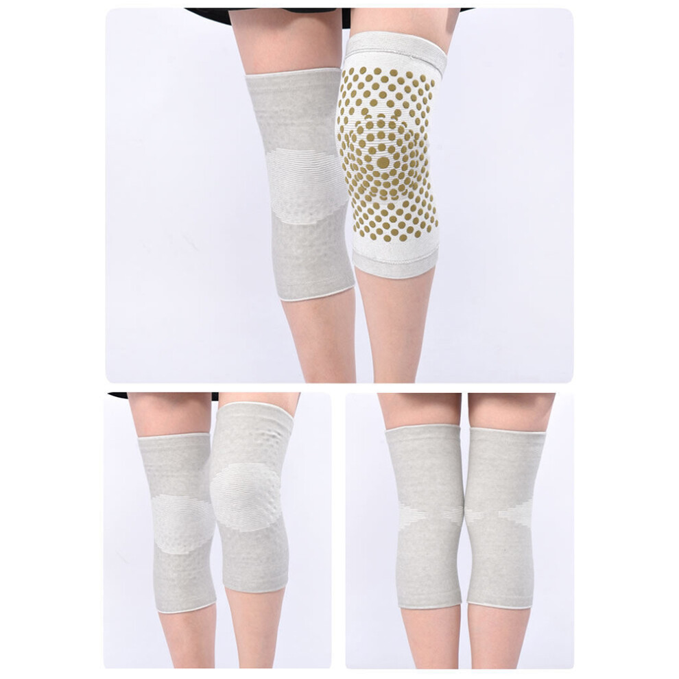 Black/Grey 1 Pair Self-Heating Wormwood Knee Braces - Stay Warm & Supported