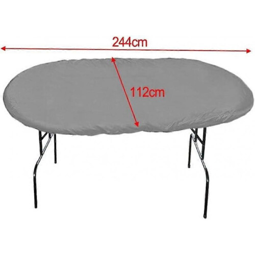 Oval Poker Tablecloth, Card Table Protector, Waterproof 210D Oxford Fabric, Adjustable Drawstring Hem, Gray 1