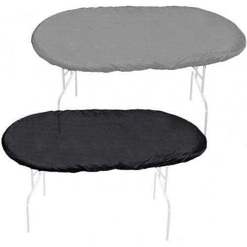 Oval Poker Tablecloth, Card Table Protector, Waterproof 210D Oxford Fabric, Adjustable Drawstring Hem, Gray 2