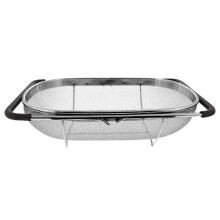 Stainless Steel Over-Sink Colander Expandable Fine Mesh Strainer with Rubber Grip