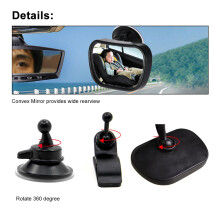 Mini Car Baby View Mirror T22614, Adjustable Convex 95.6cm Black