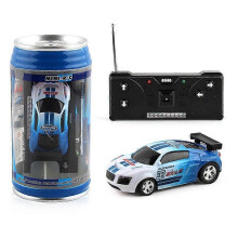 (Blue) Mini Coke Can Car Speed RC Radio Remote Control Micro Racing Car-Kids Toys Gifts