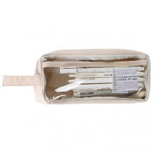 (Cream Color) Transparent Solid Color School Pencil Bag Large Capacity Bag Coin Purse For Teen Students Girls Boys