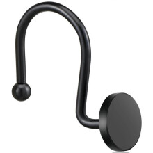 Shower Curtain Hooks 12-Pack Black Solid Finish for Bathroom Shower Rods and Curtains