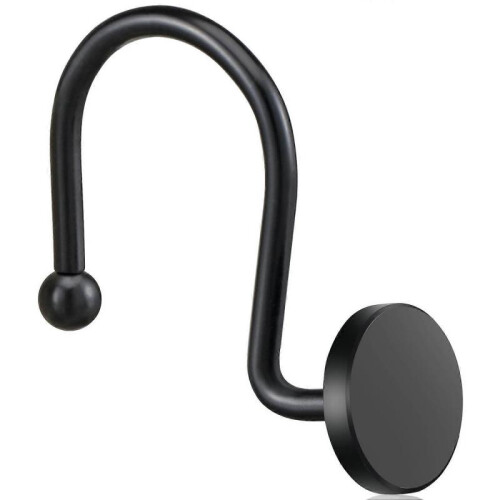 Shower Curtain Hooks 12-Pack Black Solid Finish for Bathroom Shower Rods and Curtains