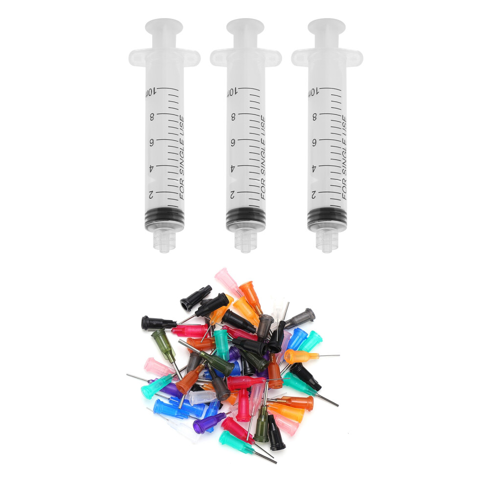60Pcs 10Ml Plastic Syringe Needle Set With 3 Needles, Disposable Industrial Tool 7901358777275