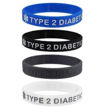 (4pcs Type 2 diebetes) X2 Type one 1 2 Two Diabetes Warfarin Medical Alert Silicone Wristband Medical Alert Bracelet