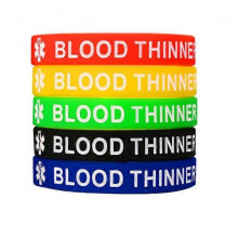 (5pcs blood thinner) X2 Type one 1 2 Two Diabetes Warfarin Medical Alert Silicone Wristband Medical Alert Bracelet
