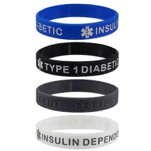 (4pcs Type 1 diabetes) X2 Type one 1 2 Two Diabetes Warfarin Medical Alert Silicone Wristband Medical Alert Bracelet