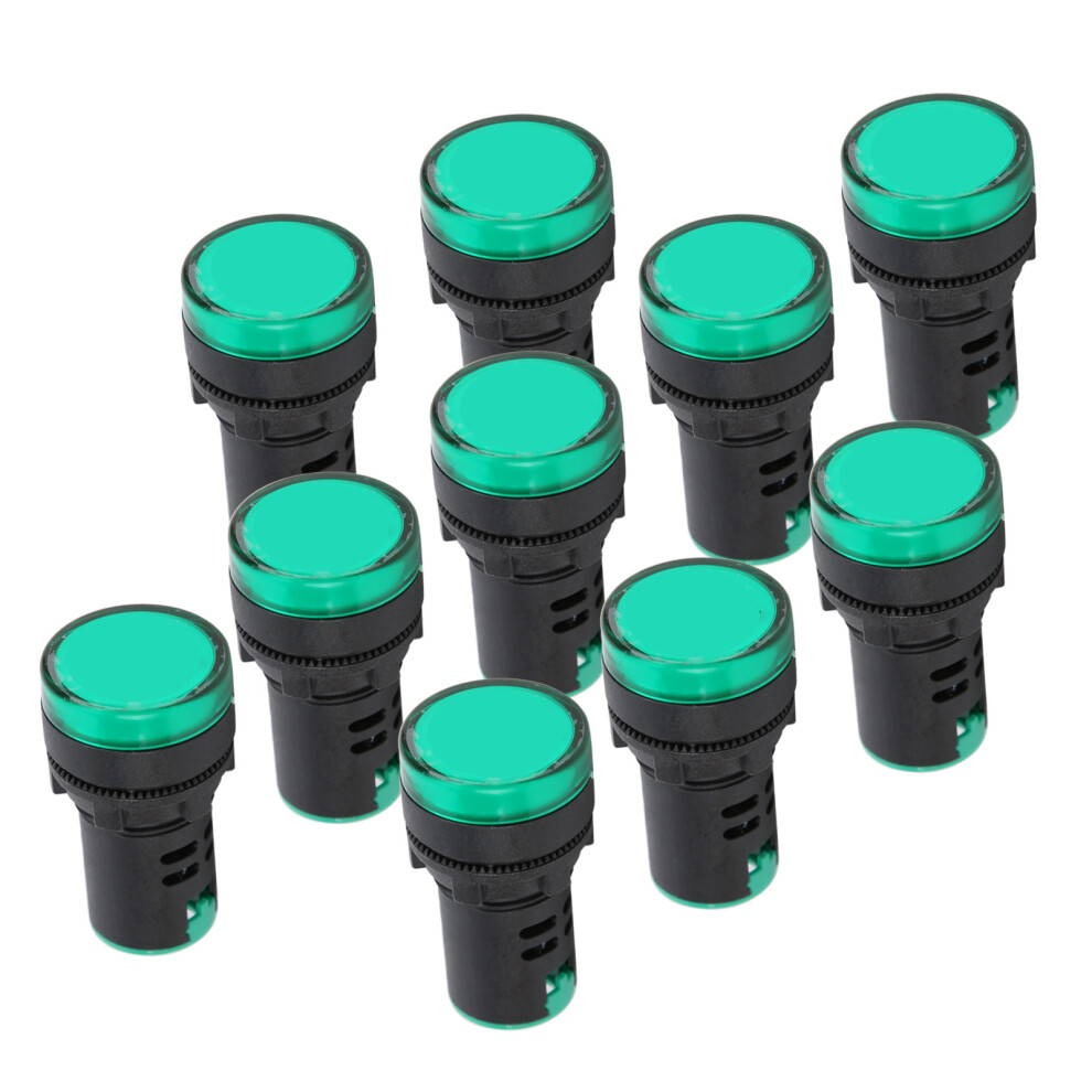 Ad16-22Ds Green Led Indicator Light 10Pcs 22Mm Signal Lamp 110V 9341358779332