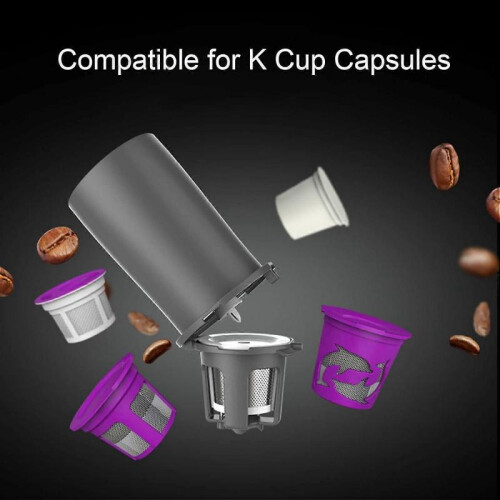450ML Drip Coffee Maker with 3 Reusable K-Cup Filters, K-Cup Compatible, Compact Single Serve Brewer 1
