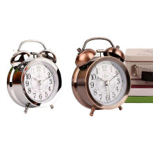 (Silver) Super Loud Double Bell Quartz Movement Alarm Clock Morning Alarm Clock 3 Inch Retro Alarm Clock Bedside Clock