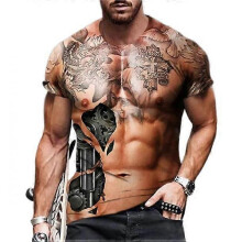 (5XL, B) Muscle Wear Summer Men's Crew Neck Base Layer Shirt Short Sleeve Easter Decoration