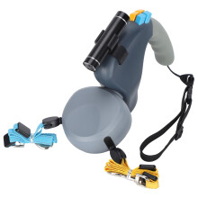 Hundezugseil mit Doppelkopf, LED-Licht, 3 m, Grau