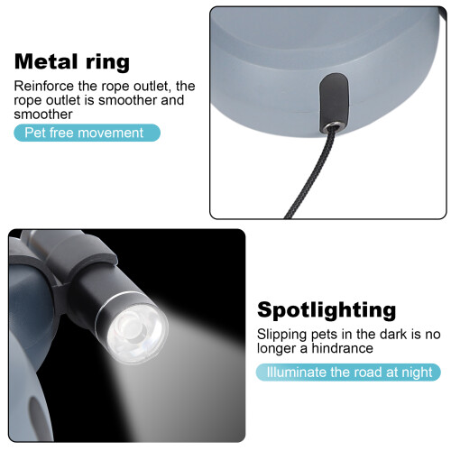 Hundezugseil mit Doppelkopf, LED-Licht, 3 m, Grau 2