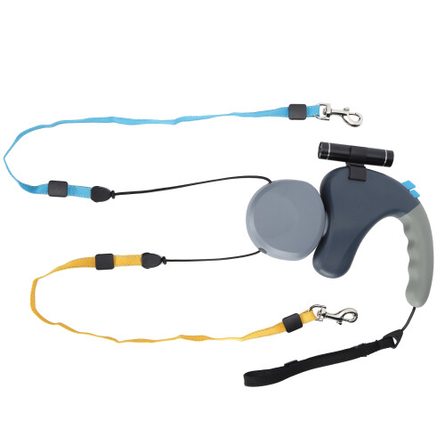 Hundezugseil mit Doppelkopf, LED-Licht, 3 m, Grau 1