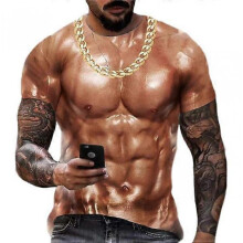 (XXL, A) Muscle Wear Summer Men's Crew Neck Base Layer Shirt Short Sleeve Easter Decoration