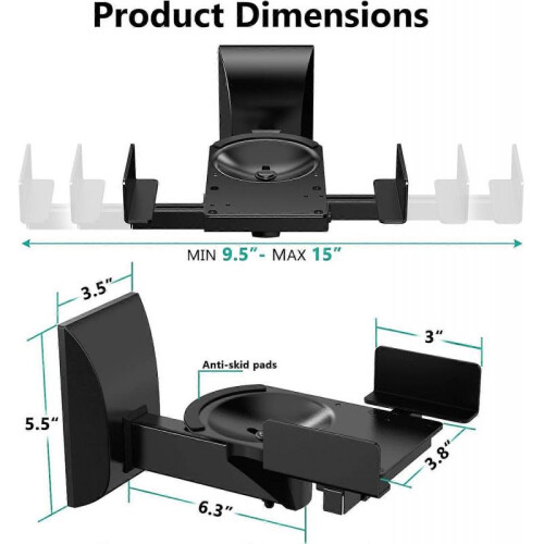 Speaker Wall Mounts Bundle: Wall and Ceiling Mounts for Speakers, One Pair 1
