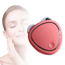 (Pink) Microcurrent facial massager, double roller wrinkle remover, facial shaping tool, V-face lifting and slimming massager