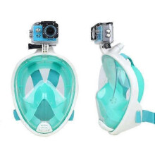 (S-M, Green) Full Face Snorkel Mask Diving Scuba Goggles Swimming For Kids Adults Anti-Fog