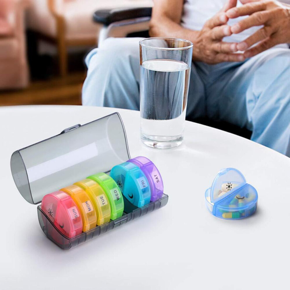 Colorful 14 Grids 7 Day Pill Organizer Travel Tablet Box - 30ml Weekly Case