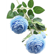 (Blue) Flowers, Fake Peony Silk Hydrangea Bouquet Decor Plastic Realistic Flower, Peony Flowers for Home Bridal Wedding Party Festival Decor 10 Pcs