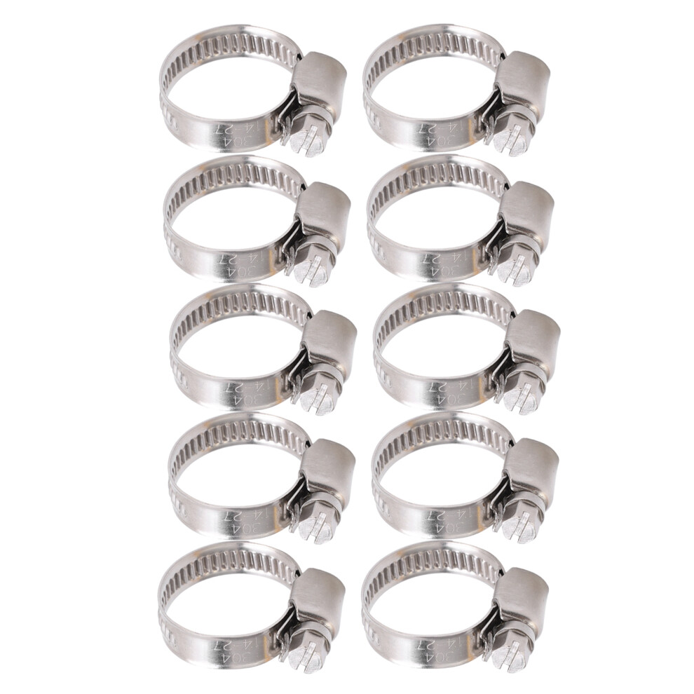 10Pcs Stainless Steel Hose Clamp 14Â27Mm, German Style, Lockable 4081358786149