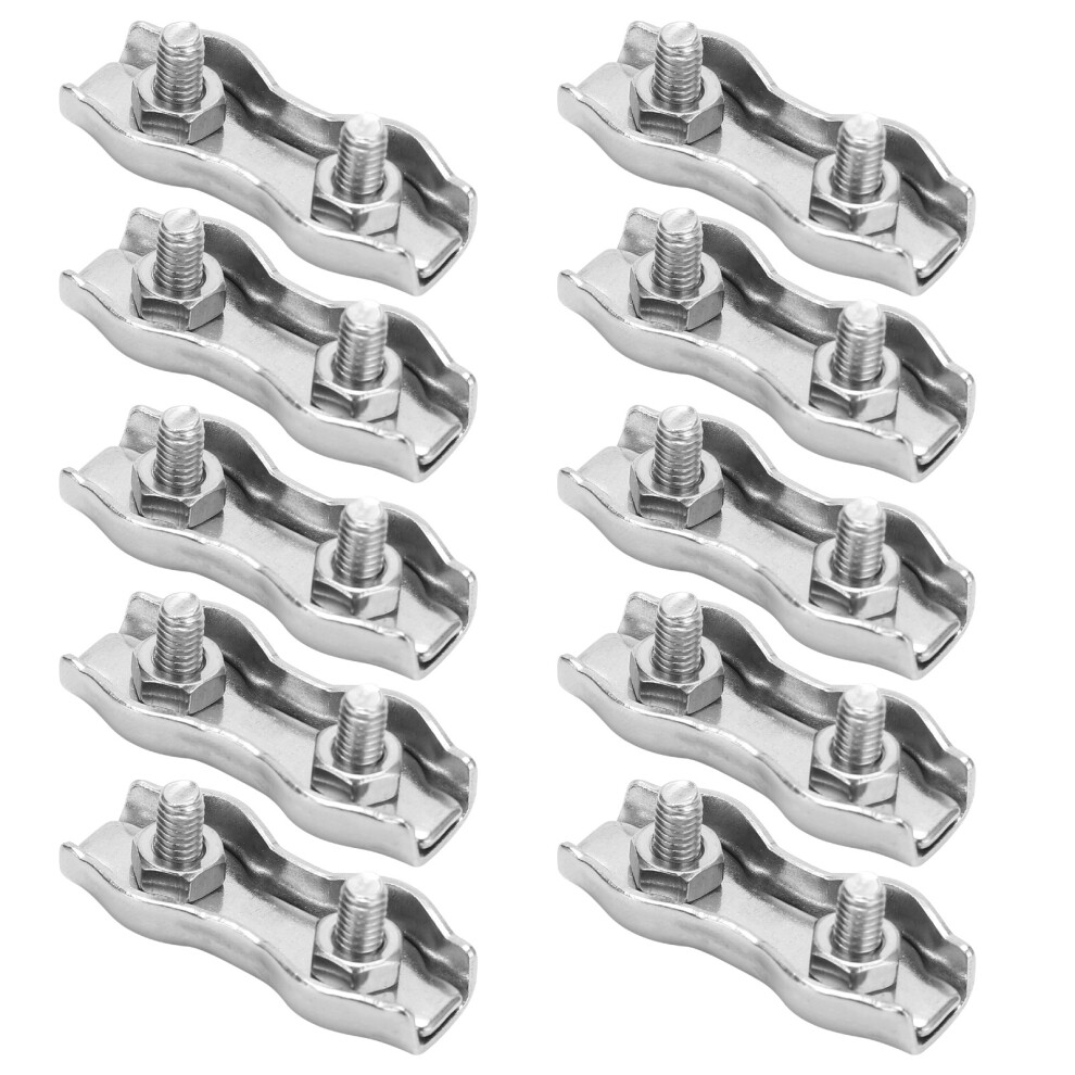 10 Pack Steel Wire Rope Chuck Lock 304 Stainless M3 Double Clamp For Industry 4671358786180
