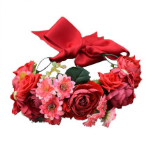 (Red) Daisy Wreath Hairband Wedding Flower Headdress Bride Hair Fashion Holiday Beach Party Hair Decor Vacation Photo Prop (pink)