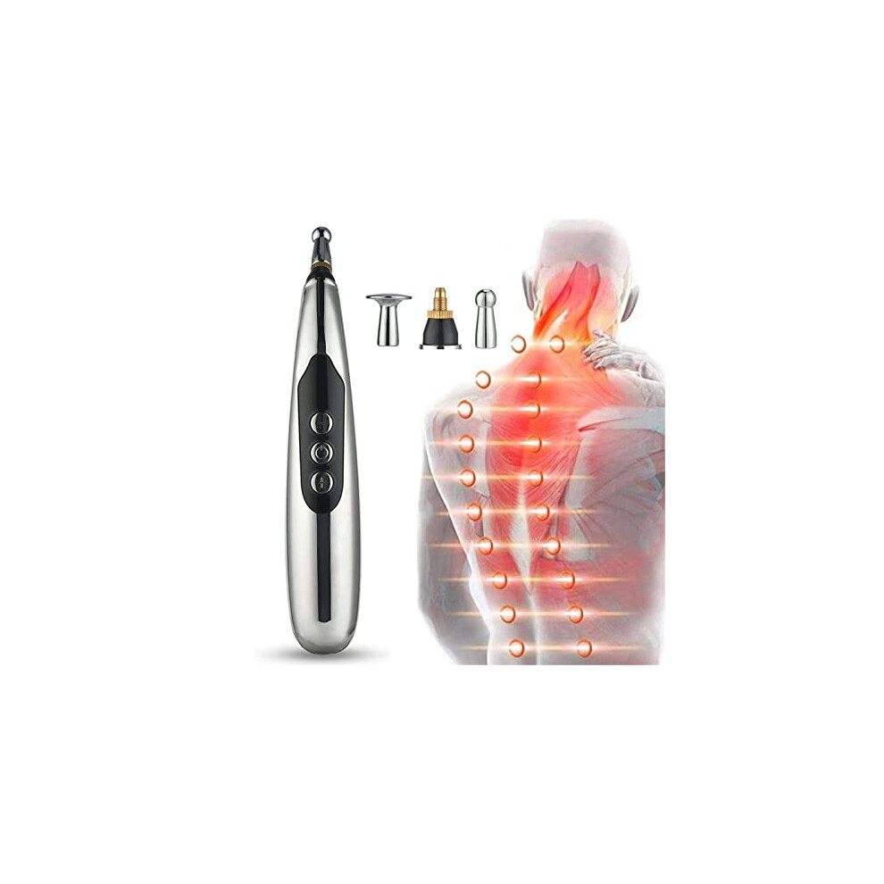 Electronic Acupuncture Pen With 3 Massage Heads, 9 Intensity Levels, Meridian Therapy, Pain And Stress Relief
