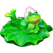 (B) Floating Pond Frog Garden Statue, Frog Water Floating Lotus Leaf with Frog Ornament for Pond