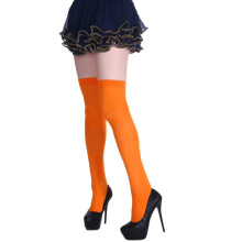 Soild Color Long Socks Women Over Knee Thigh-Orange stockings